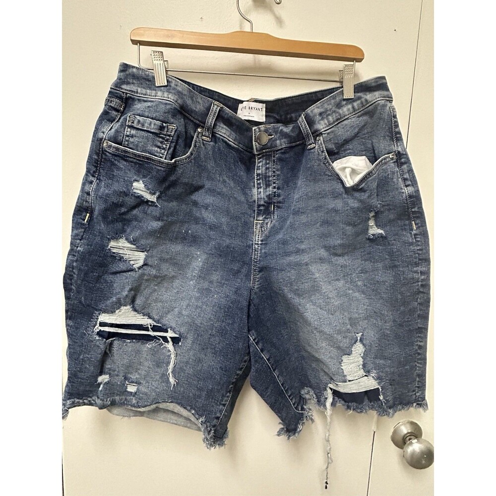 Lane Bryant Women's Denim Mid Rise Boyfriend Bermuda Cotton Blend Blue Size 16